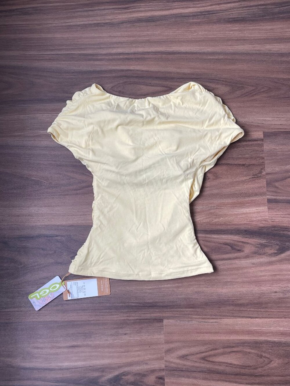 OGL Move - SkinKiss Surplice V-Neck Ruching Bra Top - Butter Yellow - XS - Picture 6 of 6